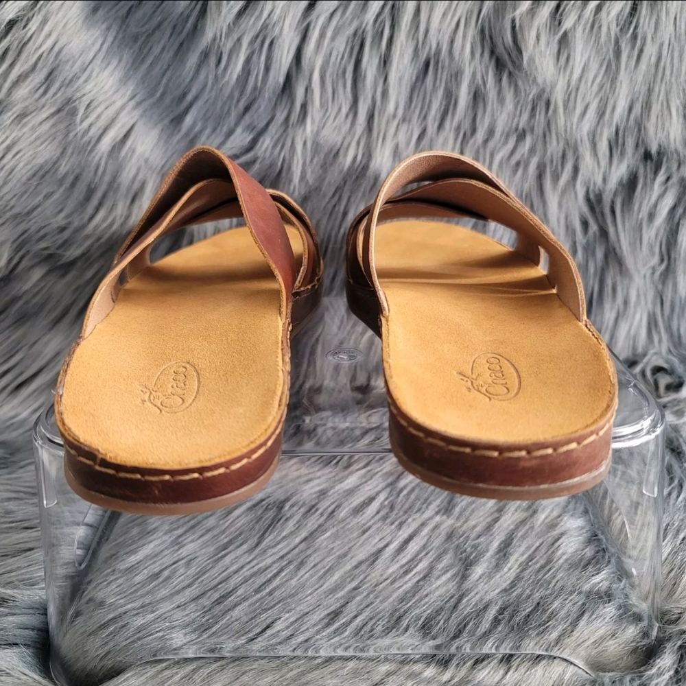 Chaco Tan Leather Slide Sandals - Picture 6 of 9